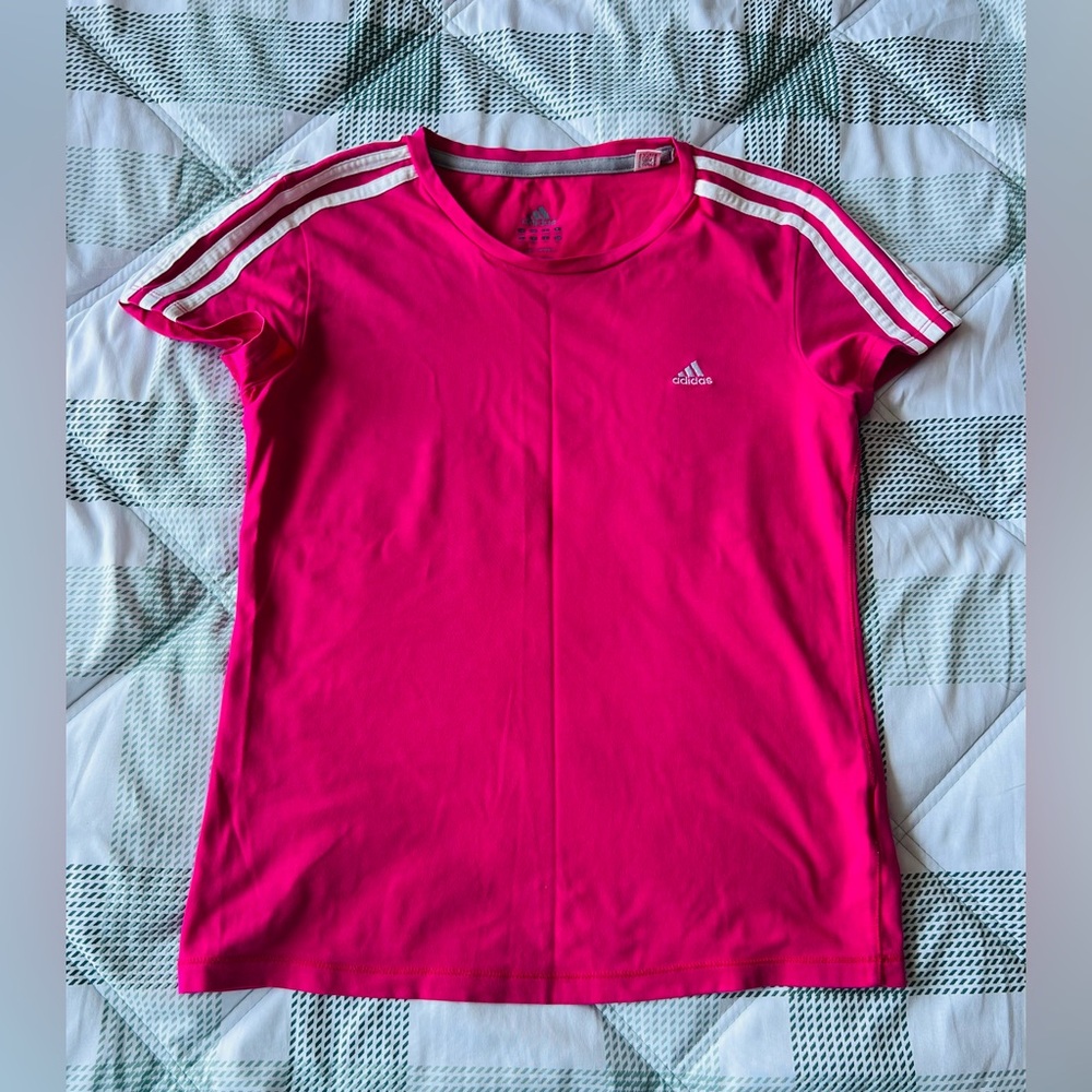 Adidas Hot Pink Tee with White Accents
